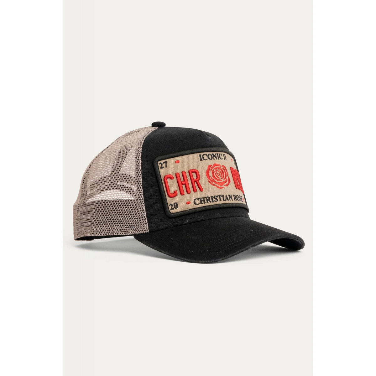 Christian Rose | CR053 Washed Iconic II Plate Trucker Mesh Baseball Cap