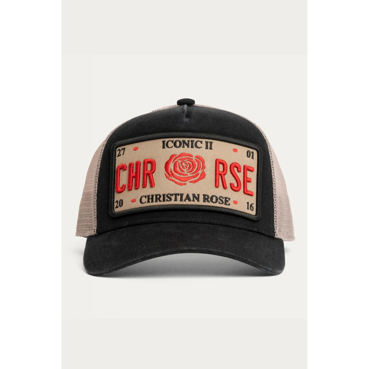 Christian Rose | CR053 Washed Iconic II Plate Trucker Mesh Baseball Cap