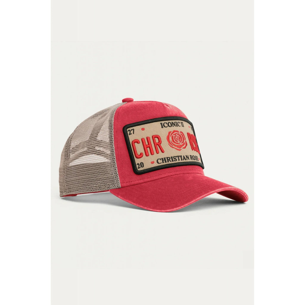 Christian Rose | CR053 Washed Iconic II Plate Trucker Mesh Baseball Cap