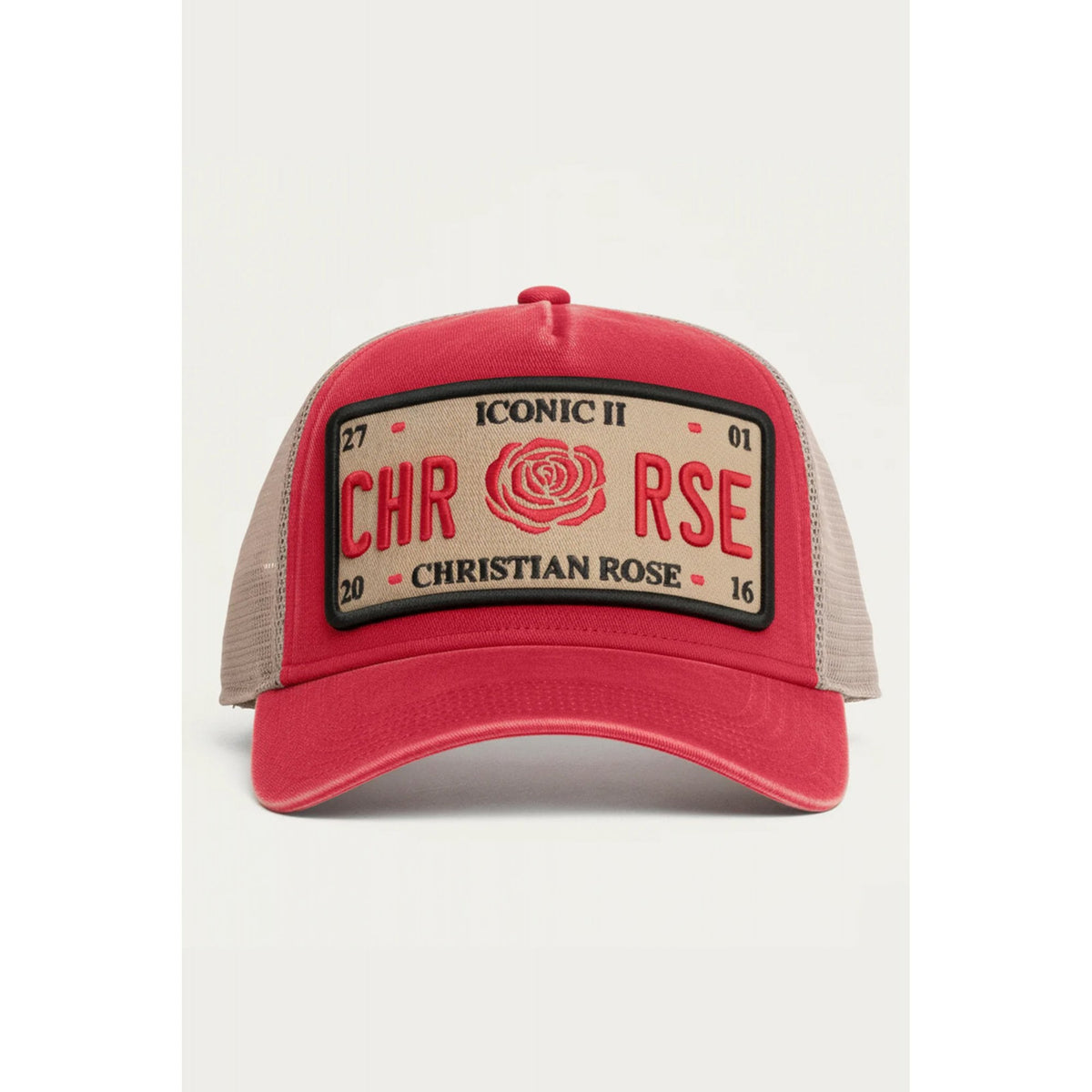 Christian Rose | CR053 Washed Iconic II Plate Trucker Mesh Baseball Cap