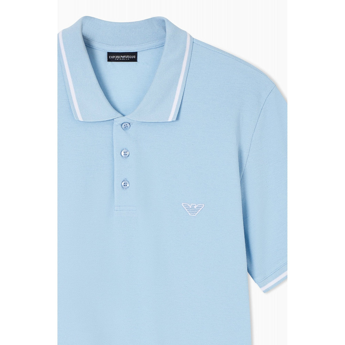 Emporio Armani AF20424 1380 Beachwear Cotton Pique Tipping Collar Polo T-Shirt