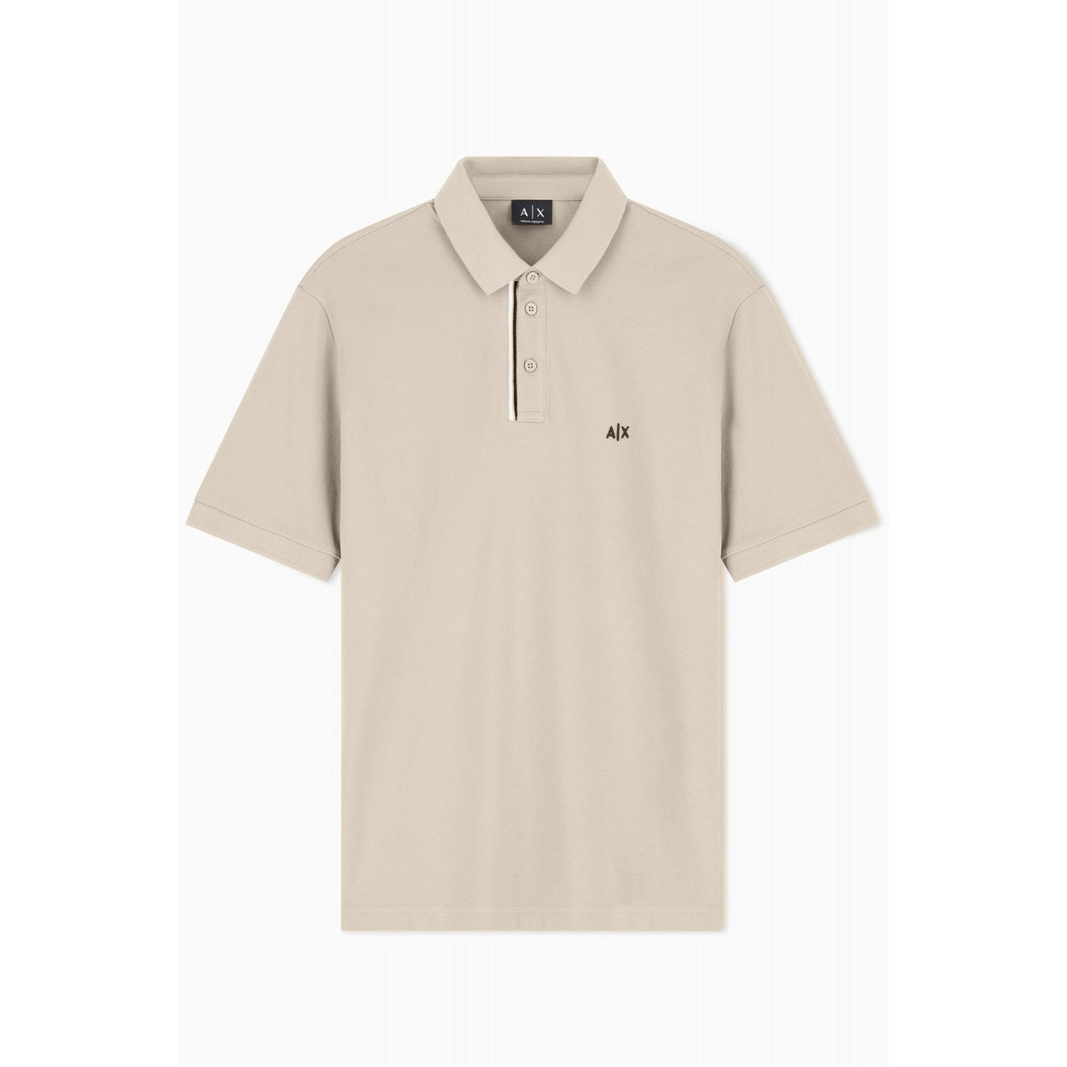 Armani Exchange | AX XM002067 AF10366 A|X Logo Tipped Pique Cotton Polo T-Shirt - Stone Winter Twig