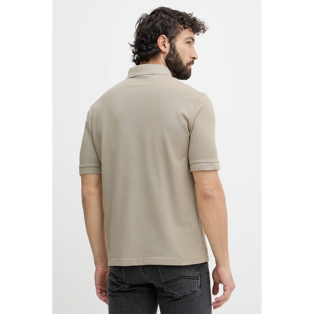 Armani Exchange | AX XM002067 AF10366 A|X Logo Tipped Pique Cotton Polo T-Shirt - Stone Winter Twig