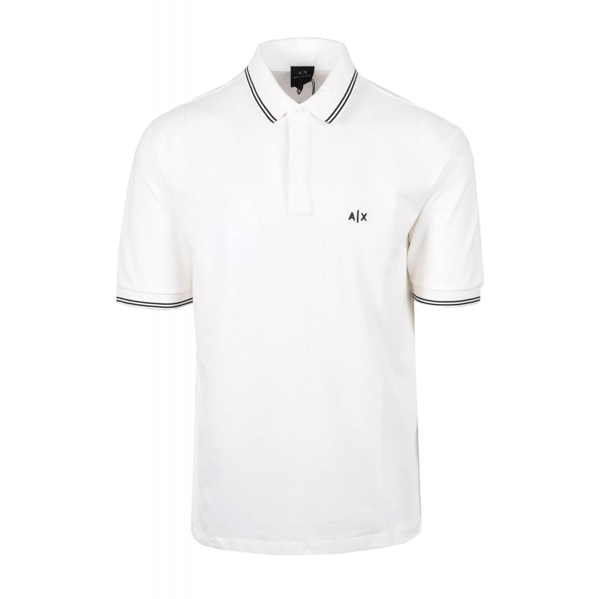 Armani Exchange | AX XM001287 AF173219 A|X Logo Tipped Pique Cotton Polo T-Shirt - Off White
