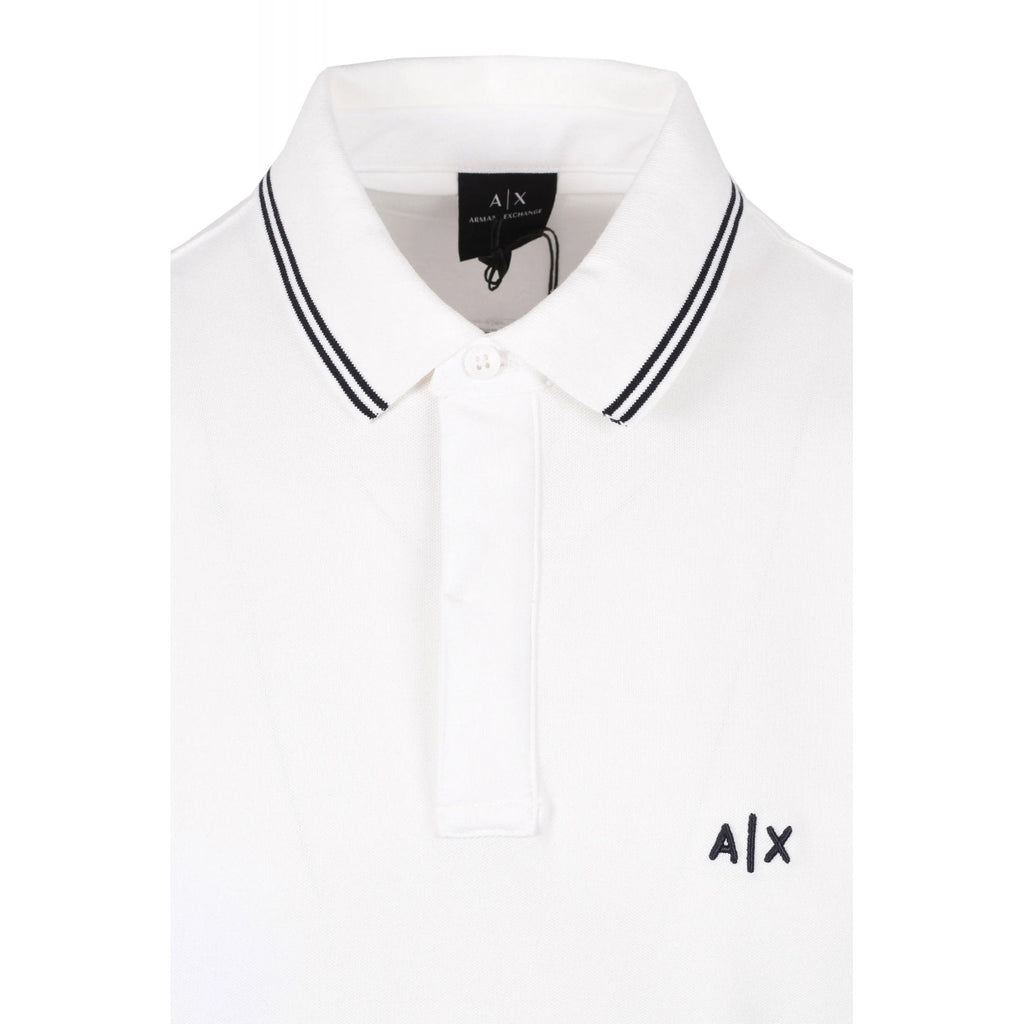 Armani Exchange | AX XM001287 AF173219 A|X Logo Tipped Pique Cotton Polo T-Shirt - Off White