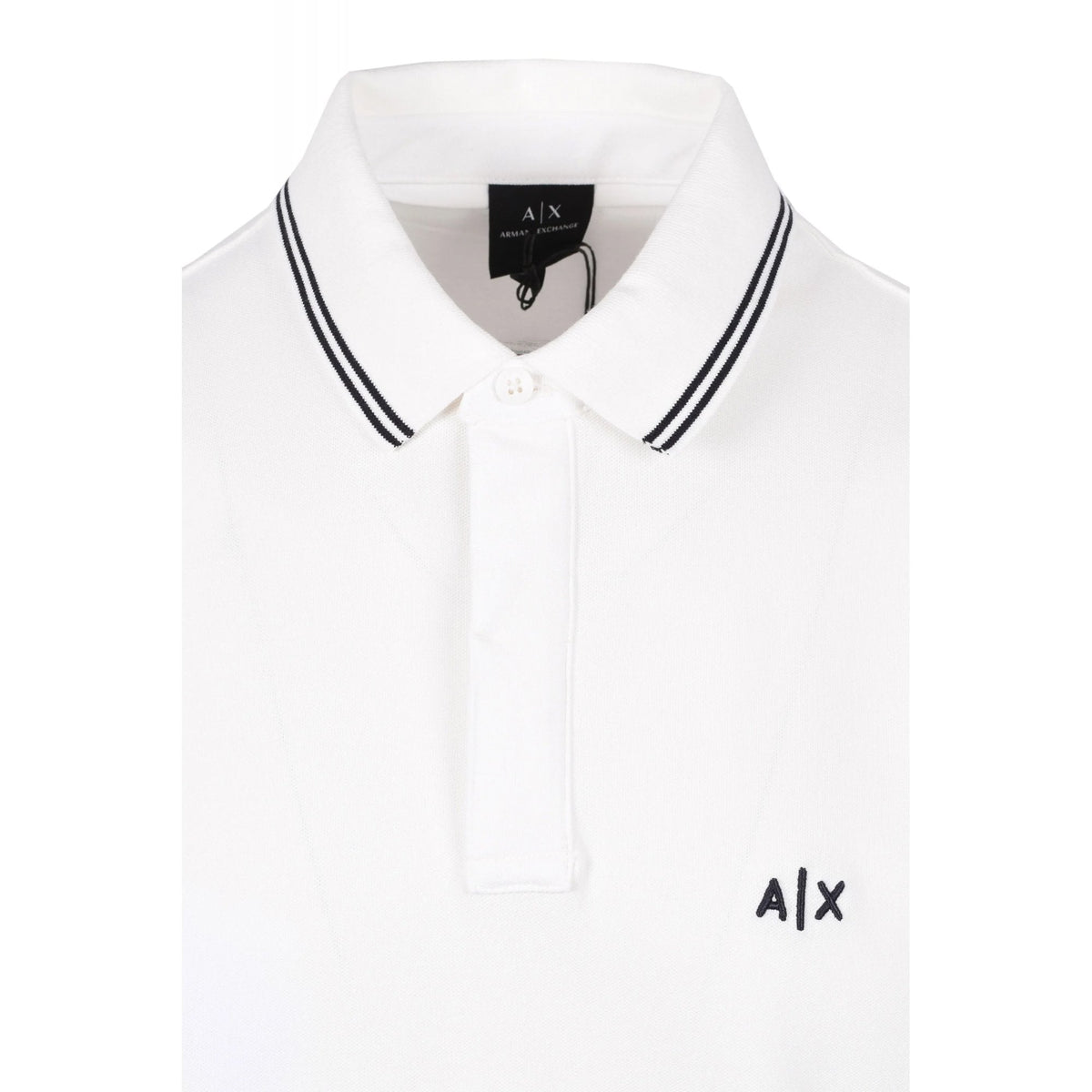 Armani Exchange | AX XM001287 AF173219 A|X Logo Tipped Pique Cotton Polo T-Shirt - Off White