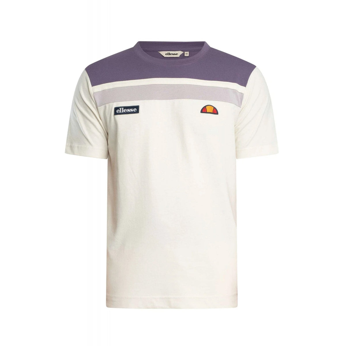 Ellesse Vignola 4802 Contrast Retro Colour Block Half-Sleeve T-Shirt - Lilac/Off White