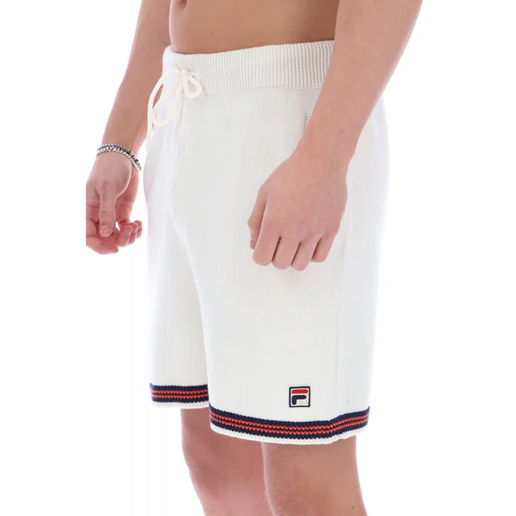 Fila Clemente MH052 Crochet Knit Fabric Contrast Tipped Short - Gardenia Ecru