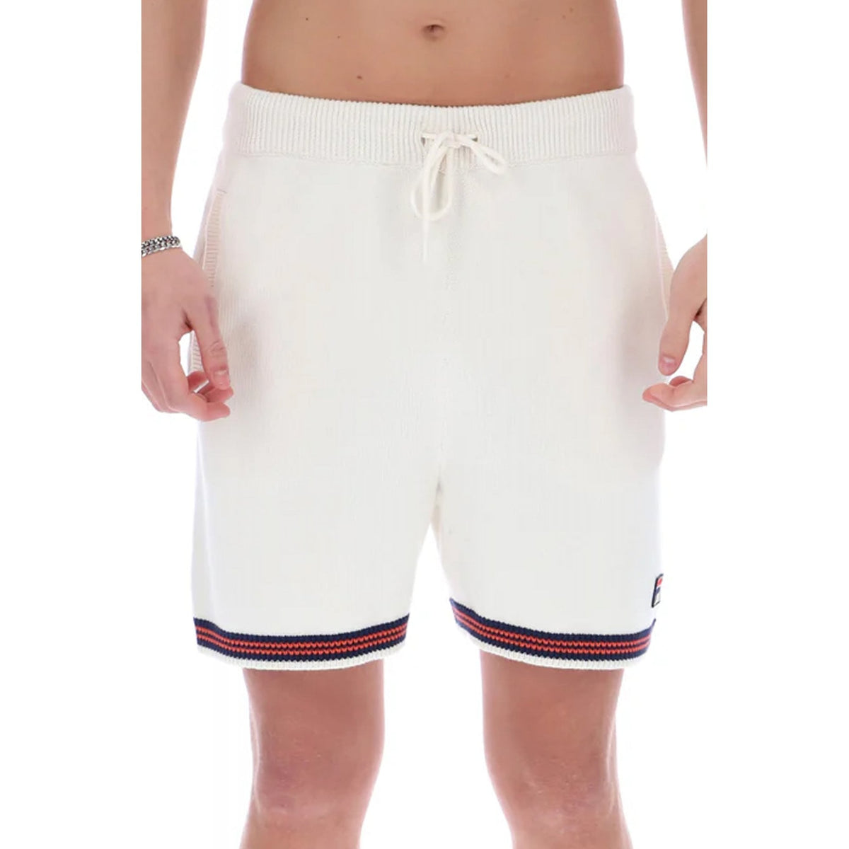 Fila Clemente MH052 Crochet Knit Fabric Contrast Tipped Short - Gardenia Ecru