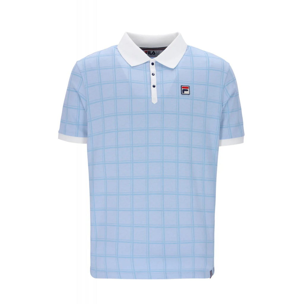 Fila Vintage Ignazo MG060 Classic Tonal Check Polo T-Shirt - Sky