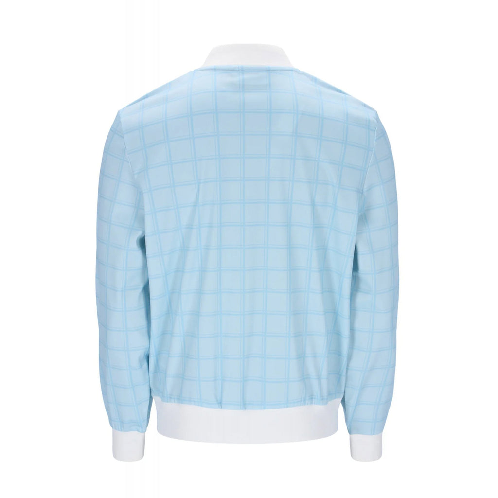 Fila Vintage Filippo MH042 Contrast Tonal Check Baseball Collar Track Top - Sky