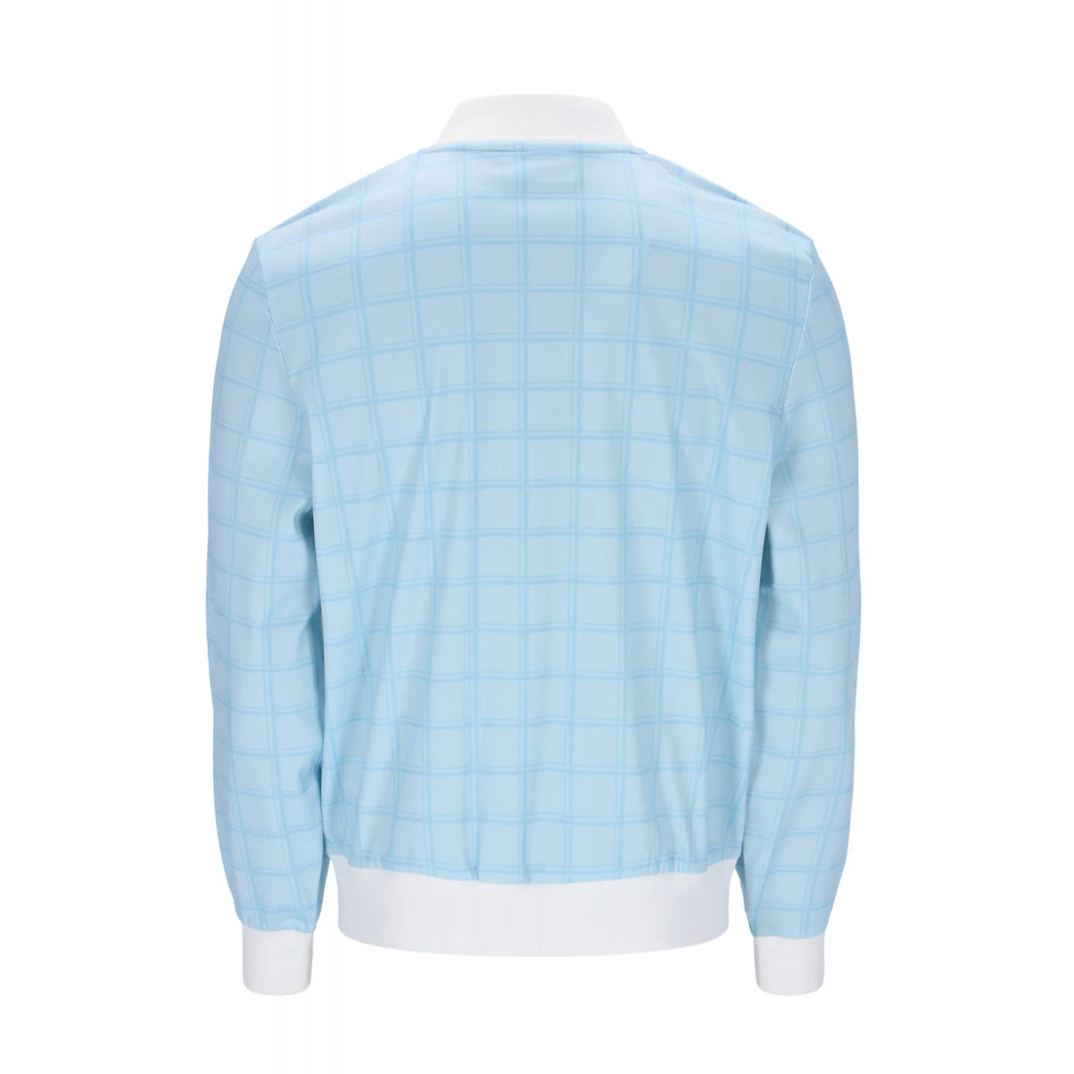 Fila Vintage Filippo MH042 Contrast Tonal Check Baseball Collar Track Top - Sky