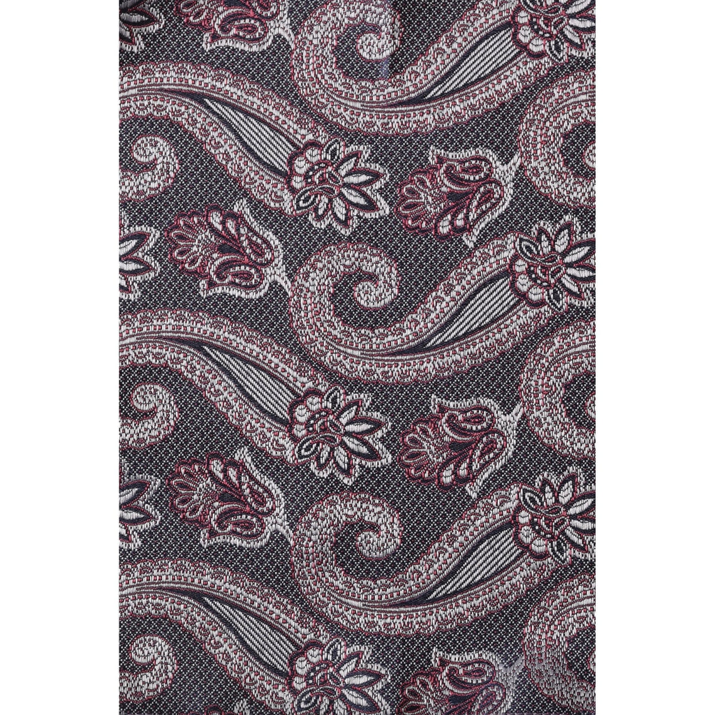 CB 112 Paisley Pattern Tie Plus Free Handkerchief Set - Rasin Purple