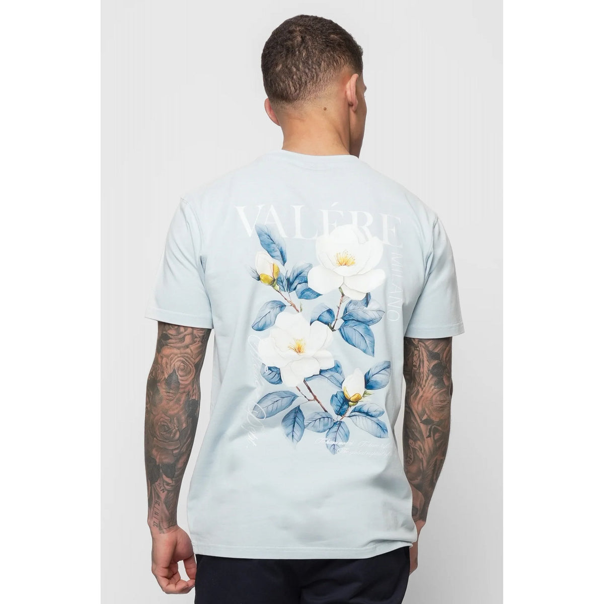 Valere Milano | Fusine VM-330 White Flowers Digital Graphic Print Half Sleeve T-Shirt