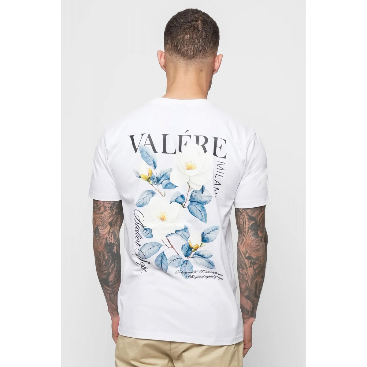 Valere Milano | Fusine VM-330 White Flowers Digital Graphic Print Half Sleeve T-Shirt