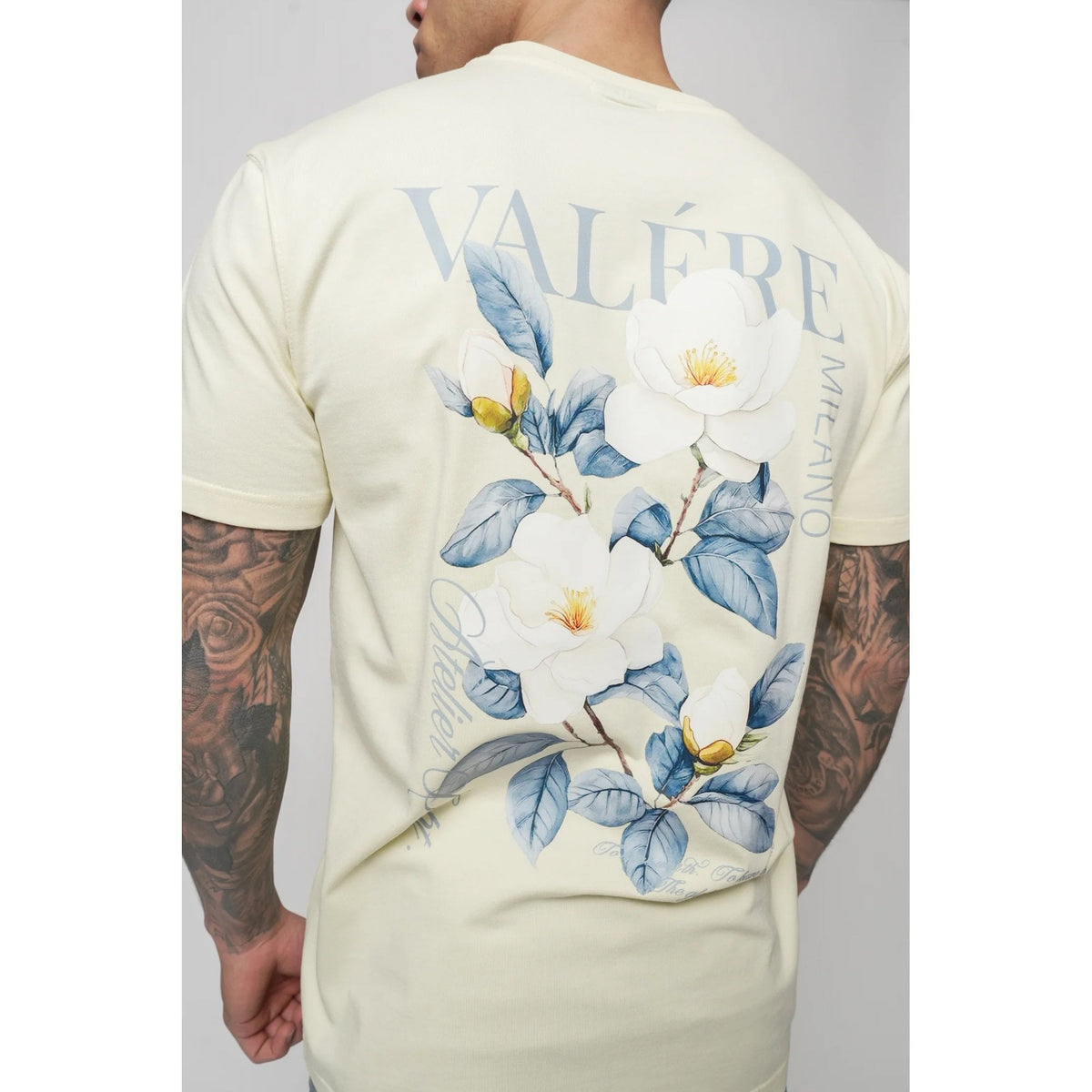 Valere Milano | Fusine VM-330 White Flowers Digital Graphic Print Half Sleeve T-Shirt