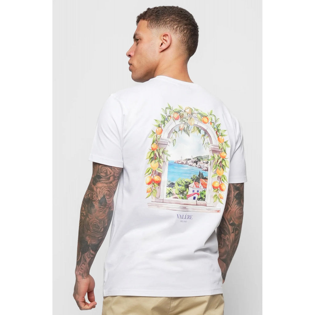 Valere Milano | Tarocco VM-294 Digital Oranges Graphic Print Half Sleeve T-Shirt - White