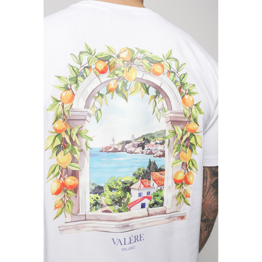 Valere Milano | Tarocco VM-294 Digital Oranges Graphic Print Half Sleeve T-Shirt - White