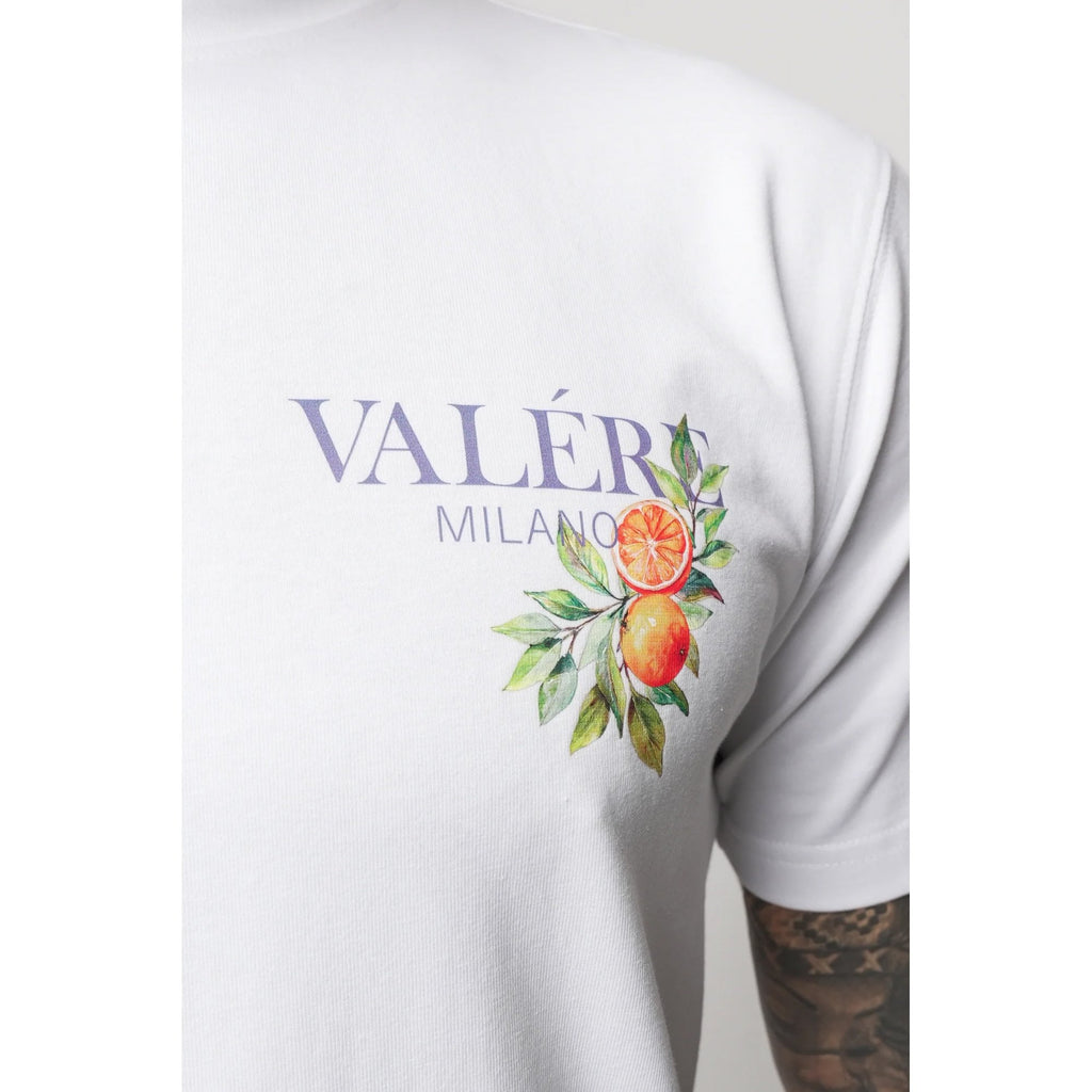 Valere Milano | Tarocco VM-294 Digital Oranges Graphic Print Half Sleeve T-Shirt - White