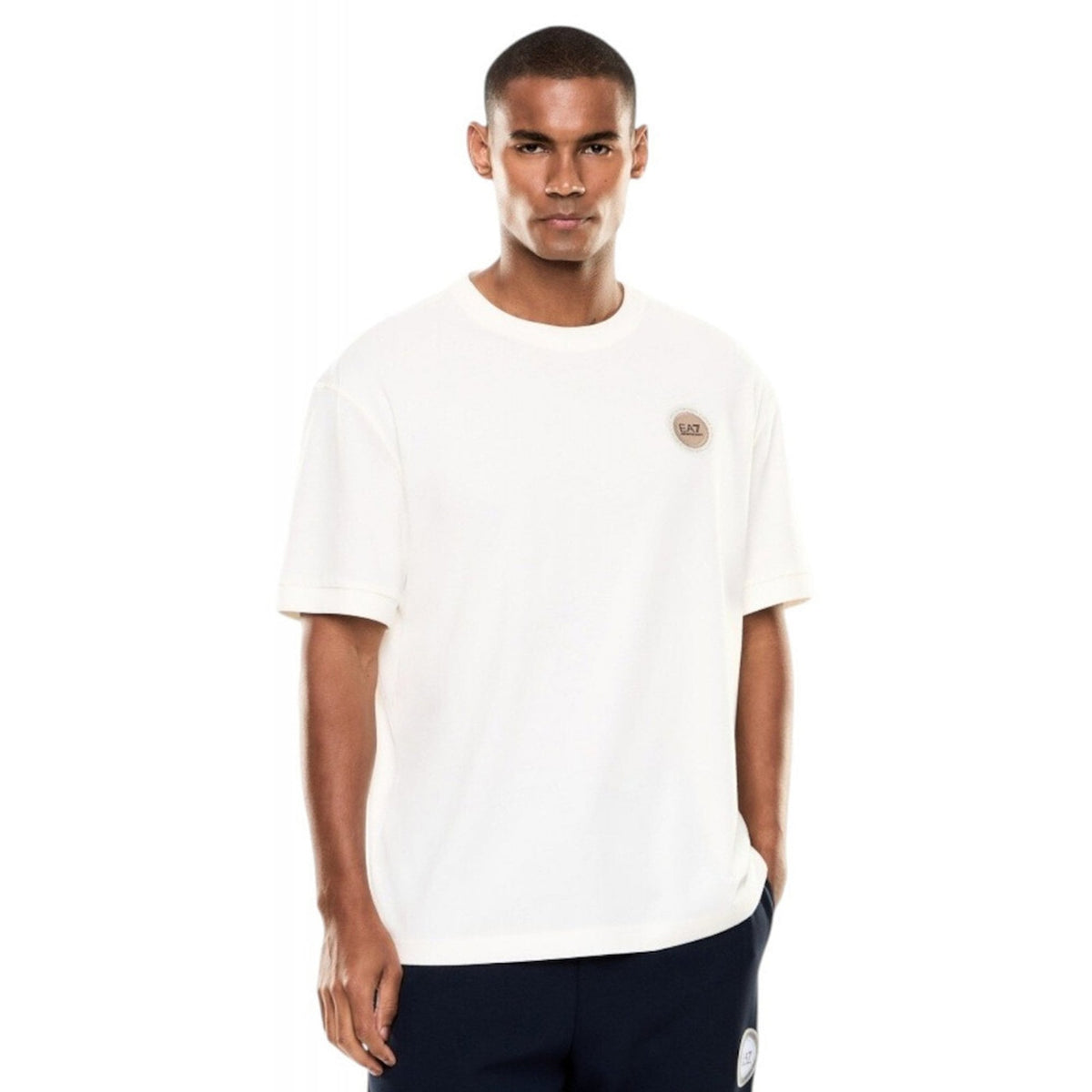 EA7 | Emporio Armani 7X000454 AF16548 Core Stitch Circle Badge Logo Half Sleeve T-Shirt - Cream