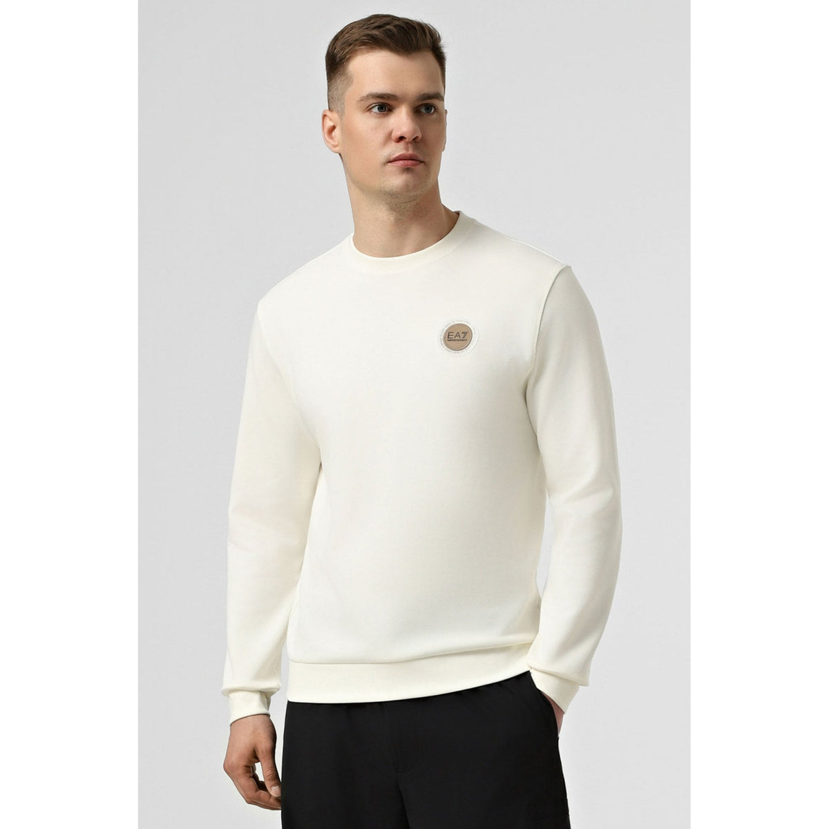 EA7 | Emporio Armani 7X000455 AF12660 Core Stitch Circle Badge Logo Sweat Top - Cream