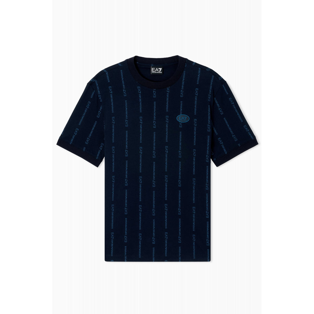 EA7 | Emporio Armani 7M001391 AF12874 Contrast Vertical-Striped Motif Repeat Logo T-Shirt