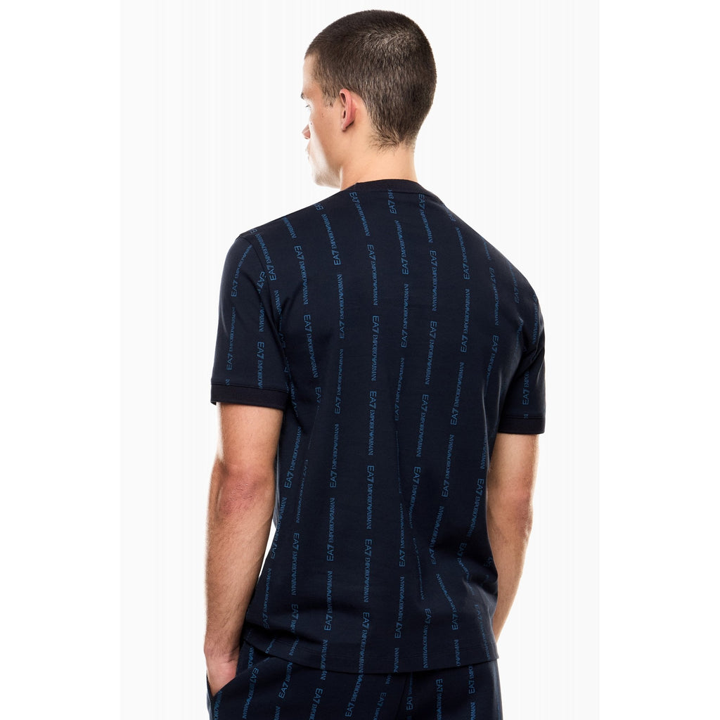 EA7 | Emporio Armani 7M001391 AF12874 Contrast Vertical-Striped Motif Repeat Logo T-Shirt
