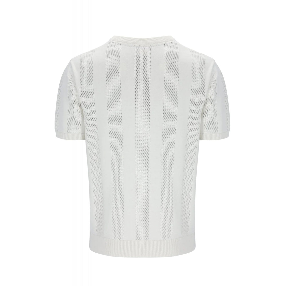 Fila Vintage Corrado MH055 Knitted Panel Ribbed Crew Neck T-Shirt - Gardenia Ecru
