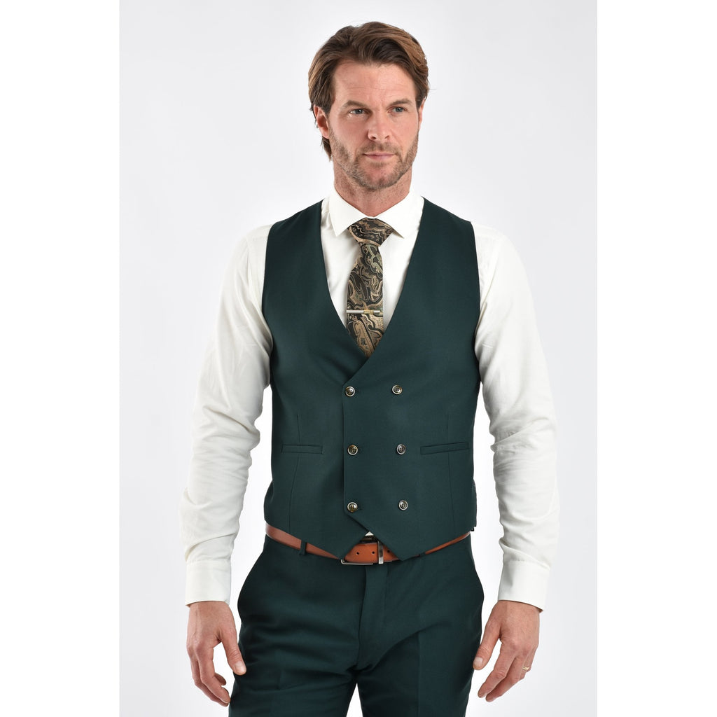 CB Napless Tailored Slim Fit Smooth Textured 3 Piece Suit - Green