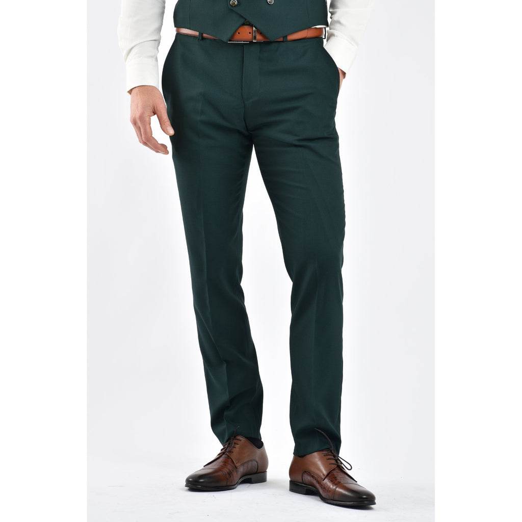 CB Napless Tailored Slim Fit Smooth Textured 3 Piece Suit - Green