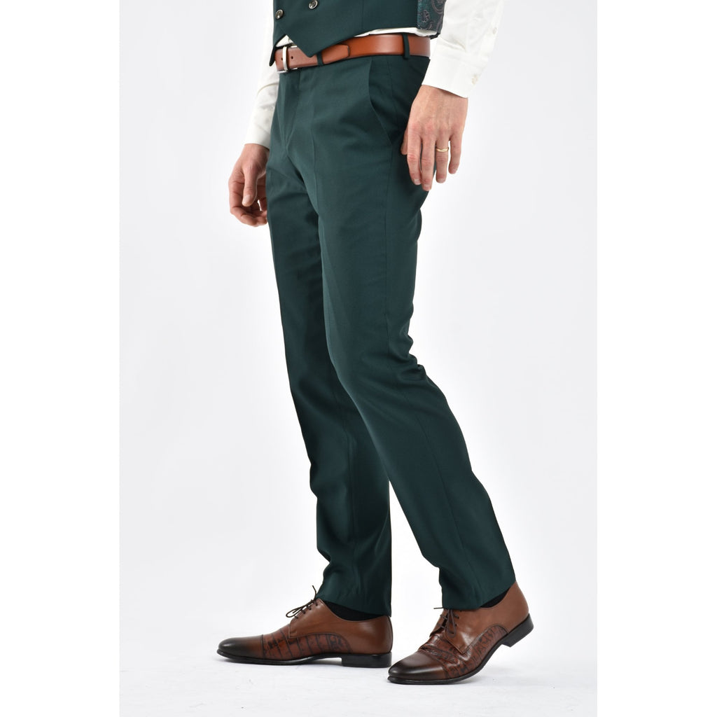 CB Napless Tailored Slim Fit Smooth Textured 3 Piece Suit - Green