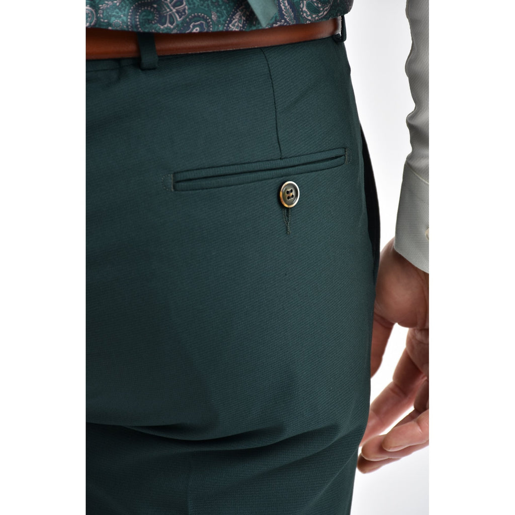 CB Napless Tailored Slim Fit Smooth Textured 3 Piece Suit - Green