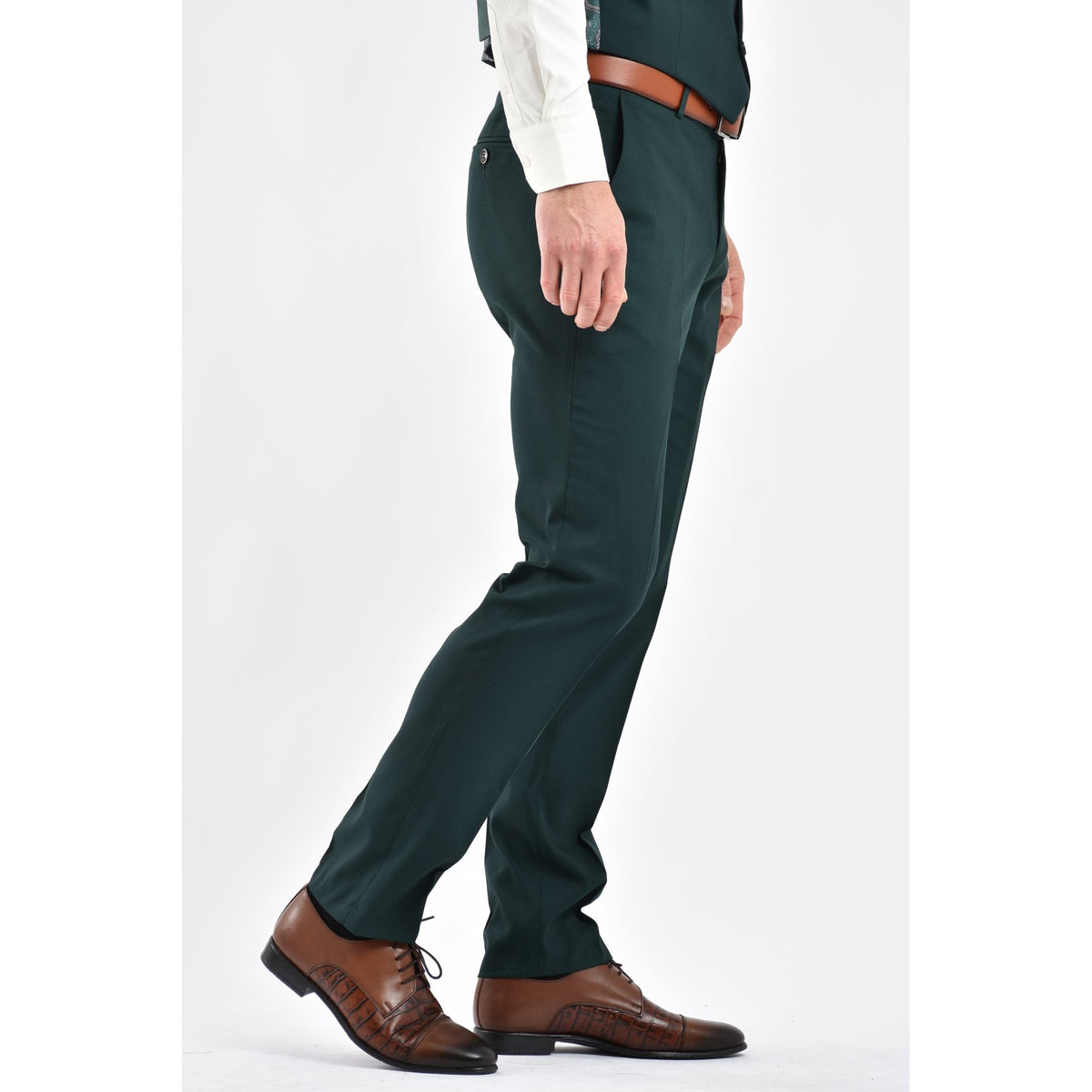 CB Napless Tailored Slim Fit Smooth Textured 3 Piece Suit - Green