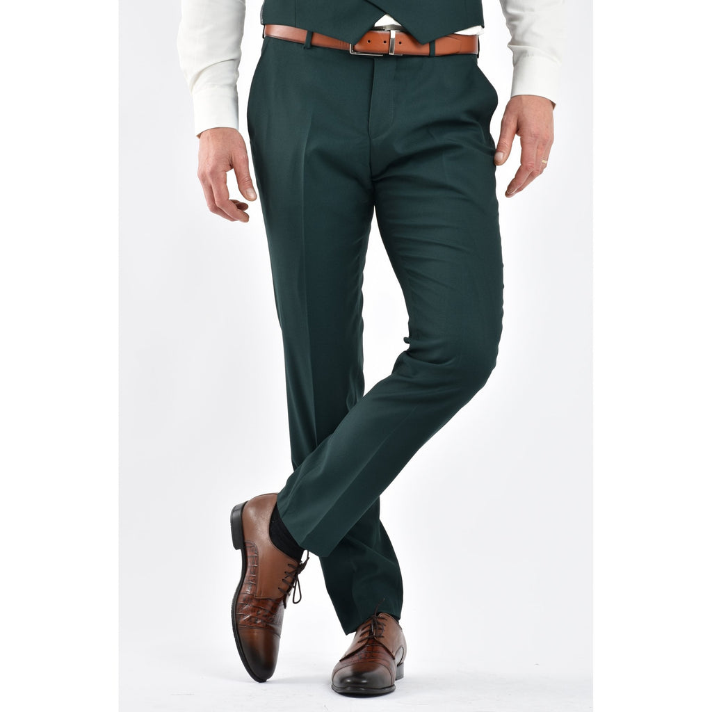 CB Napless Tailored Slim Fit Smooth Textured 3 Piece Suit - Green