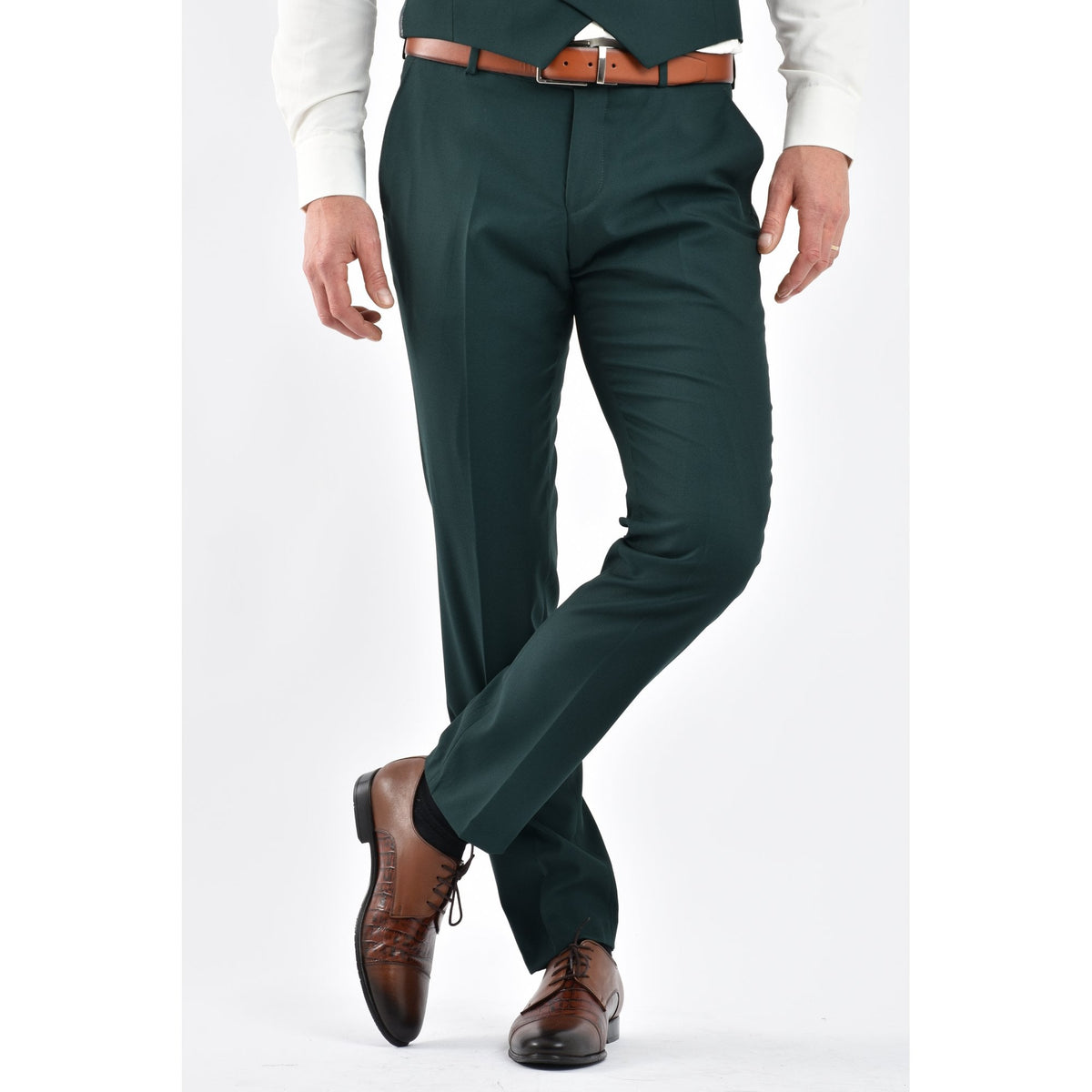 CB Napless Tailored Slim Fit Smooth Textured 3 Piece Suit - Green