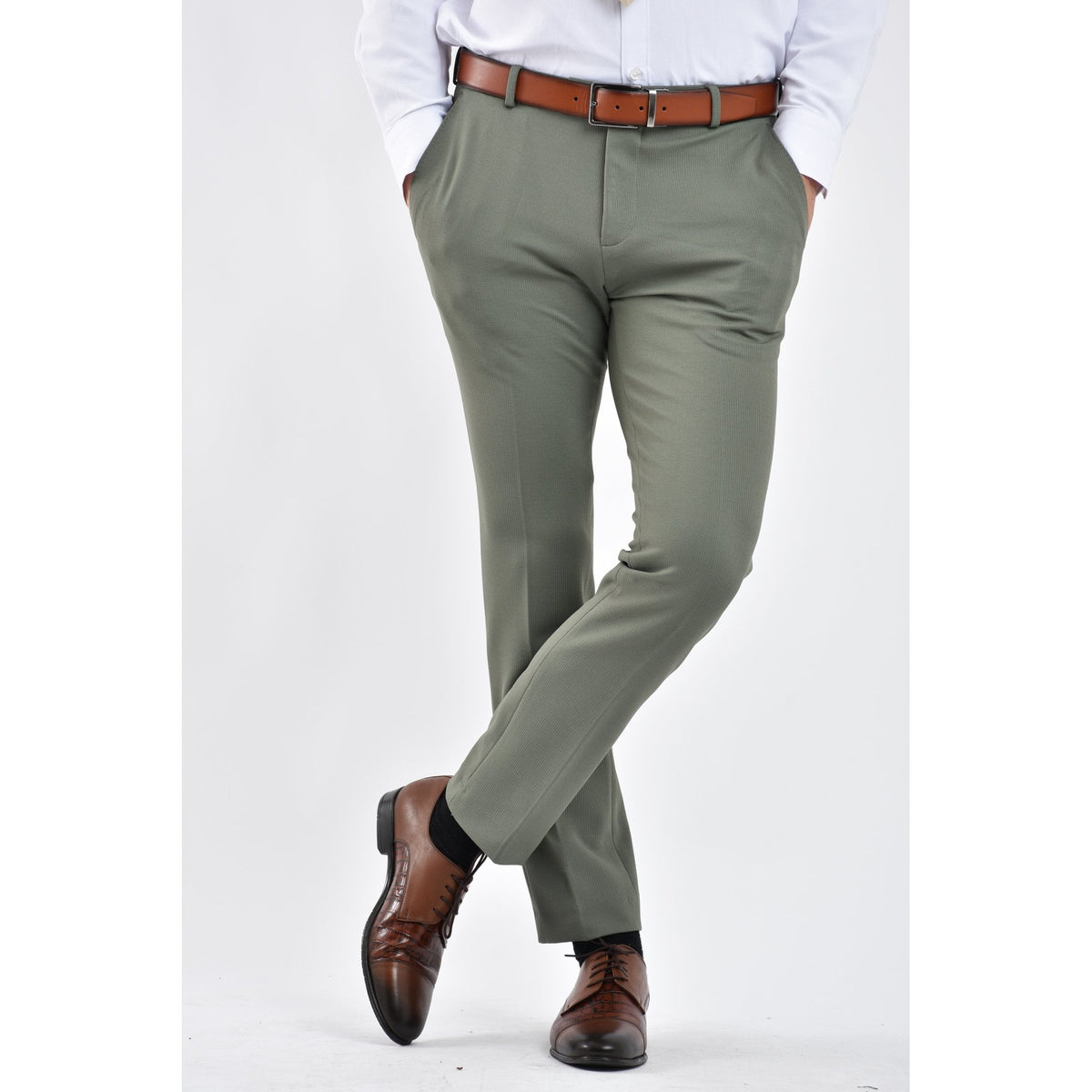 CB Lazio Tailored Slim Fit Textured Trousers