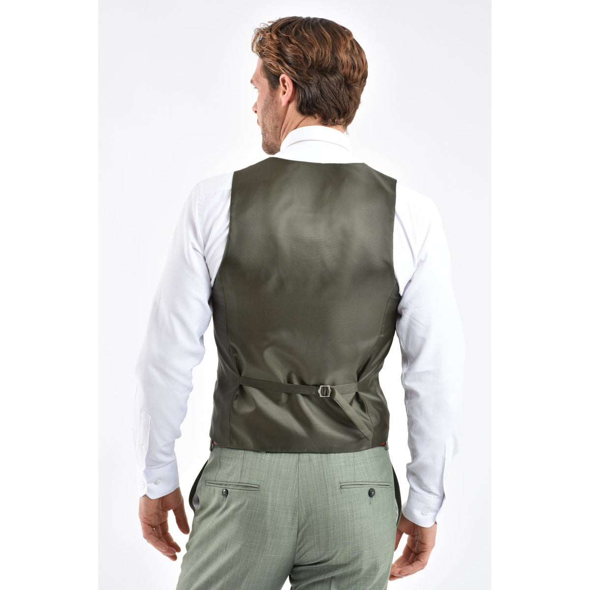 CB Geneva Tailored Slim Fit Contrast Pattern Waistcoat - Mint Green Marl
