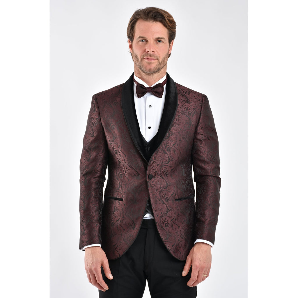 CB Norris Tailored Slim Fit Velvet Collar Paisley Pattern Dinner Blazer