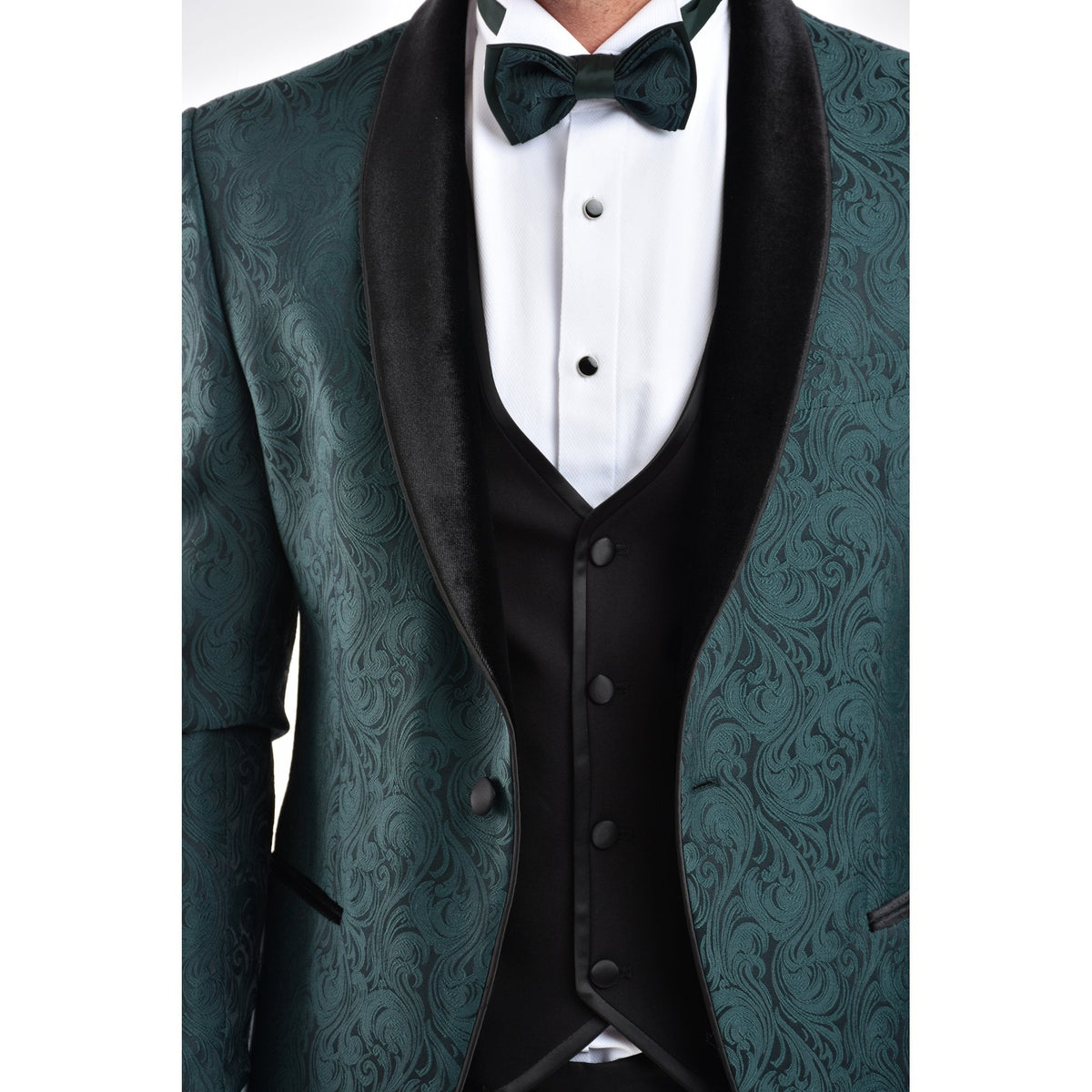 CB Norris Tailored Slim Fit Velvet Collar Paisley Pattern Dinner Blazer