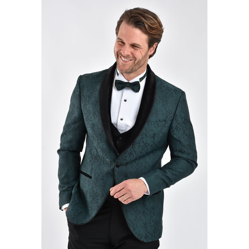 CB Norris Tailored Slim Fit Velvet Collar Paisley Pattern Dinner Blazer