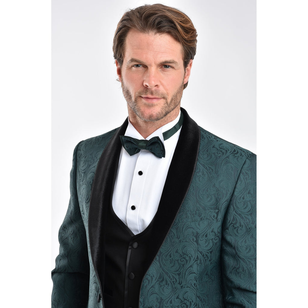 CB Norris Tailored Slim Fit Velvet Collar Paisley Pattern Dinner Blazer