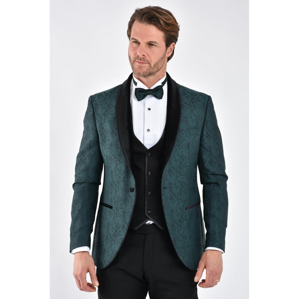 CB Norris Tailored Slim Fit Velvet Collar Paisley Pattern Dinner Blazer