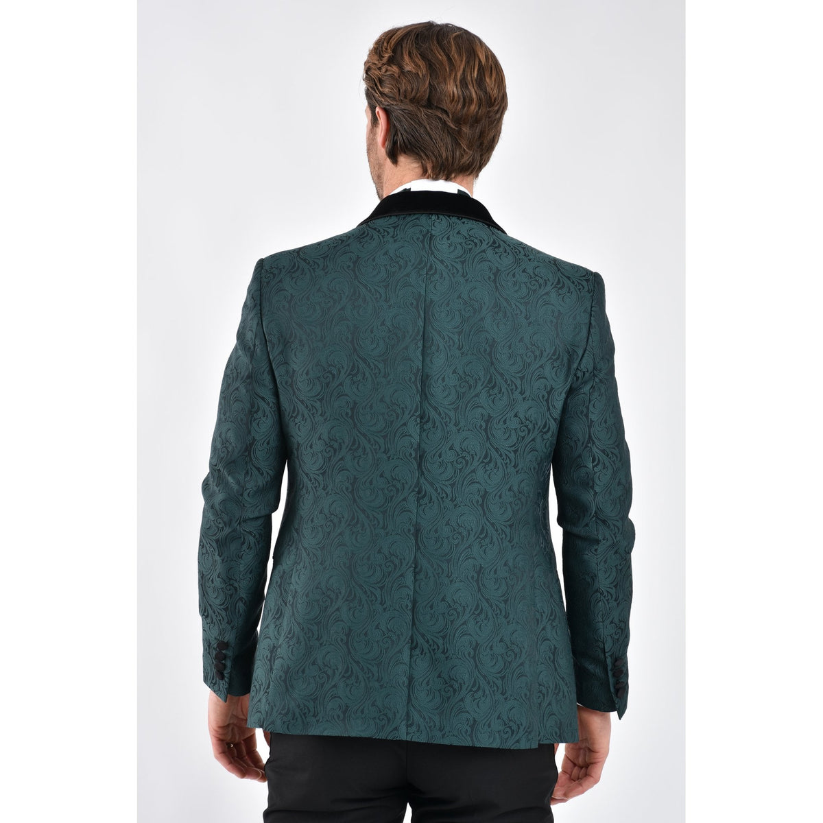 CB Norris Tailored Slim Fit Velvet Collar Paisley Pattern Dinner Blazer