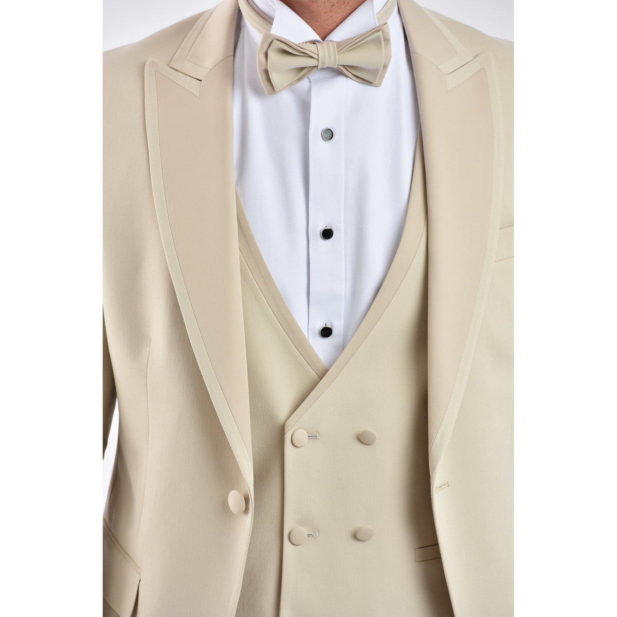 CB LA Tailored Slim Fit Smooth Fabric 3 Piece Suit - Beige