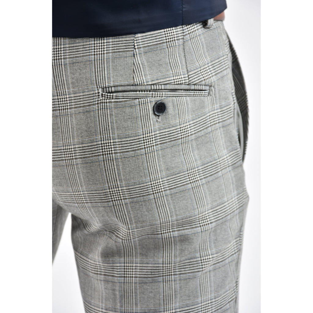 CB Dublin Tailored Slim Fit Contrast Houndstooth Check Trouser - Navy/Grey/White