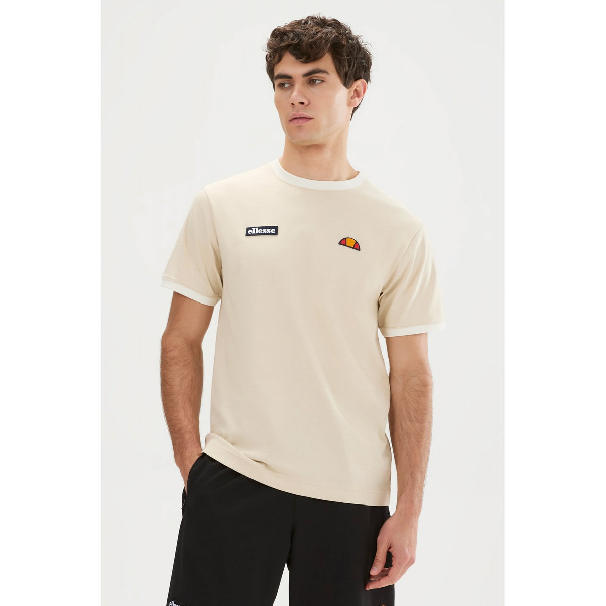 Ellesse Ringetto 3877 Retro Classic Logo Ringer Half Sleeve T-Shirt