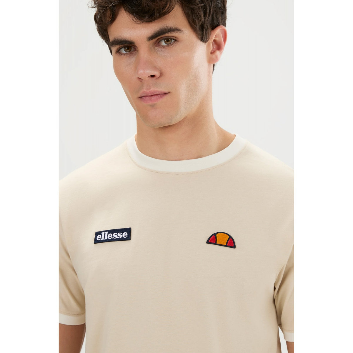 Ellesse Ringetto 3877 Retro Classic Logo Ringer Half Sleeve T-Shirt