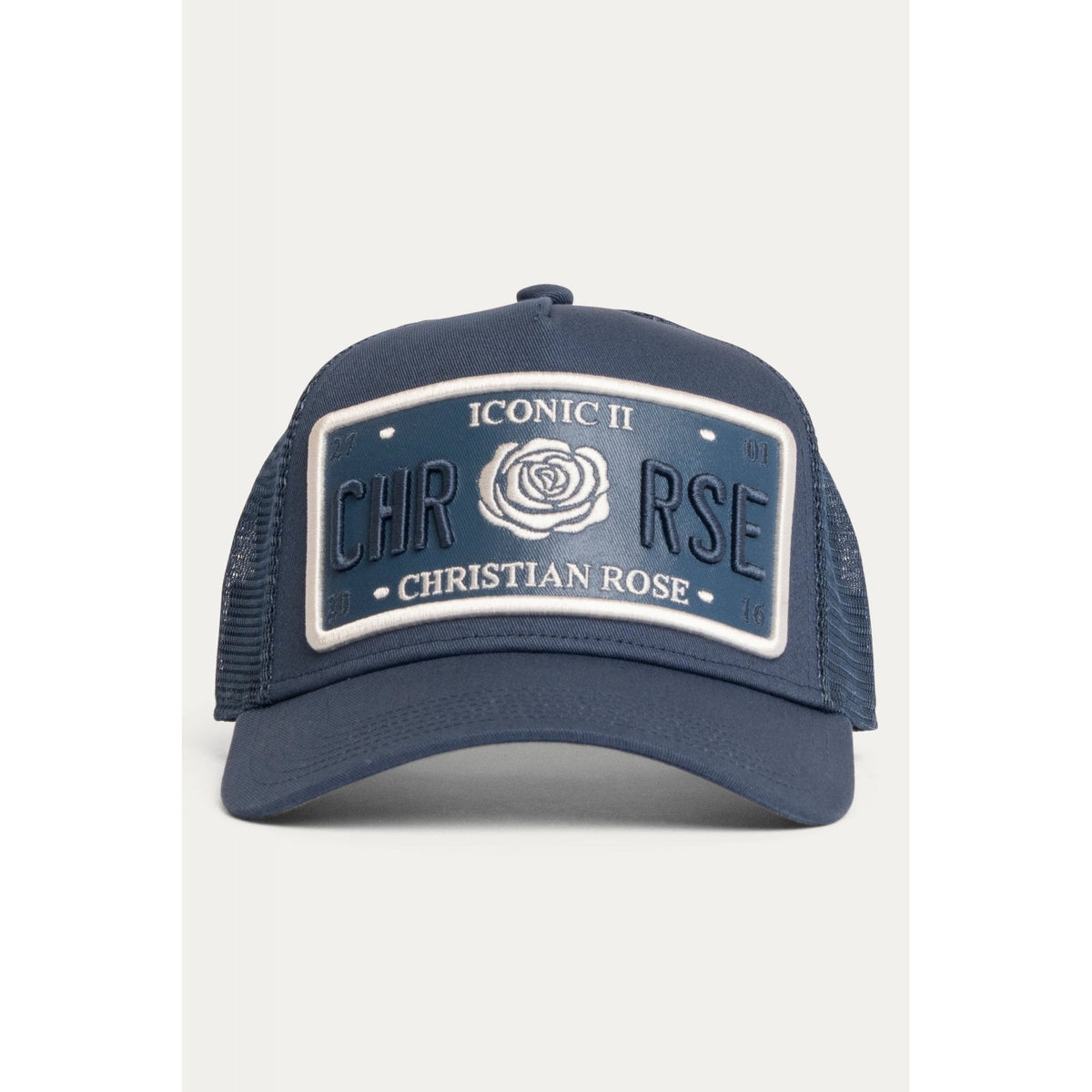 Christian Rose | CR011NW Vinyl Iconic Trucker Baseball Cap - Navy/White