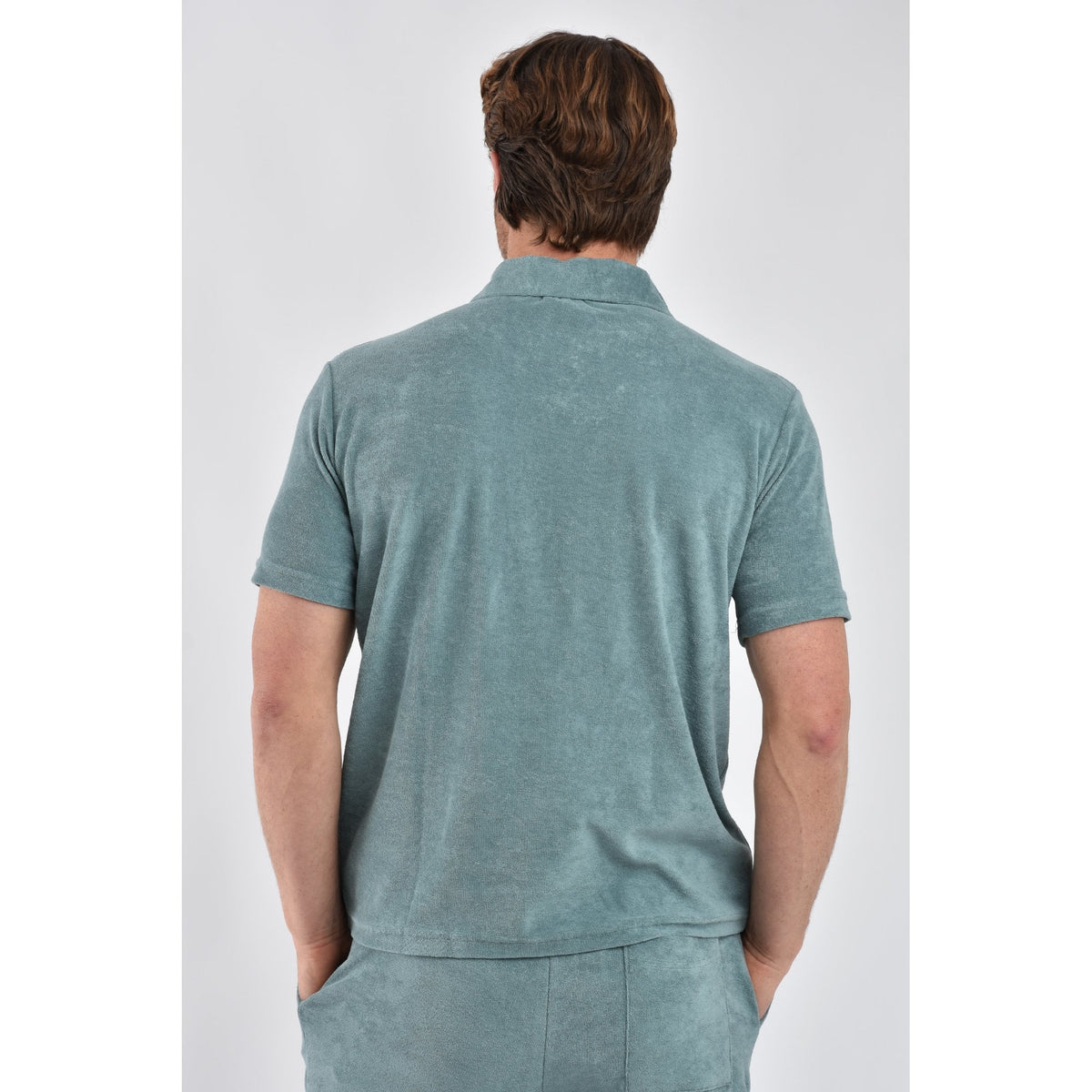 Marrakech | 2746 Core Velour Fabric Regular Fit Half Sleeve Polo Top - Teal