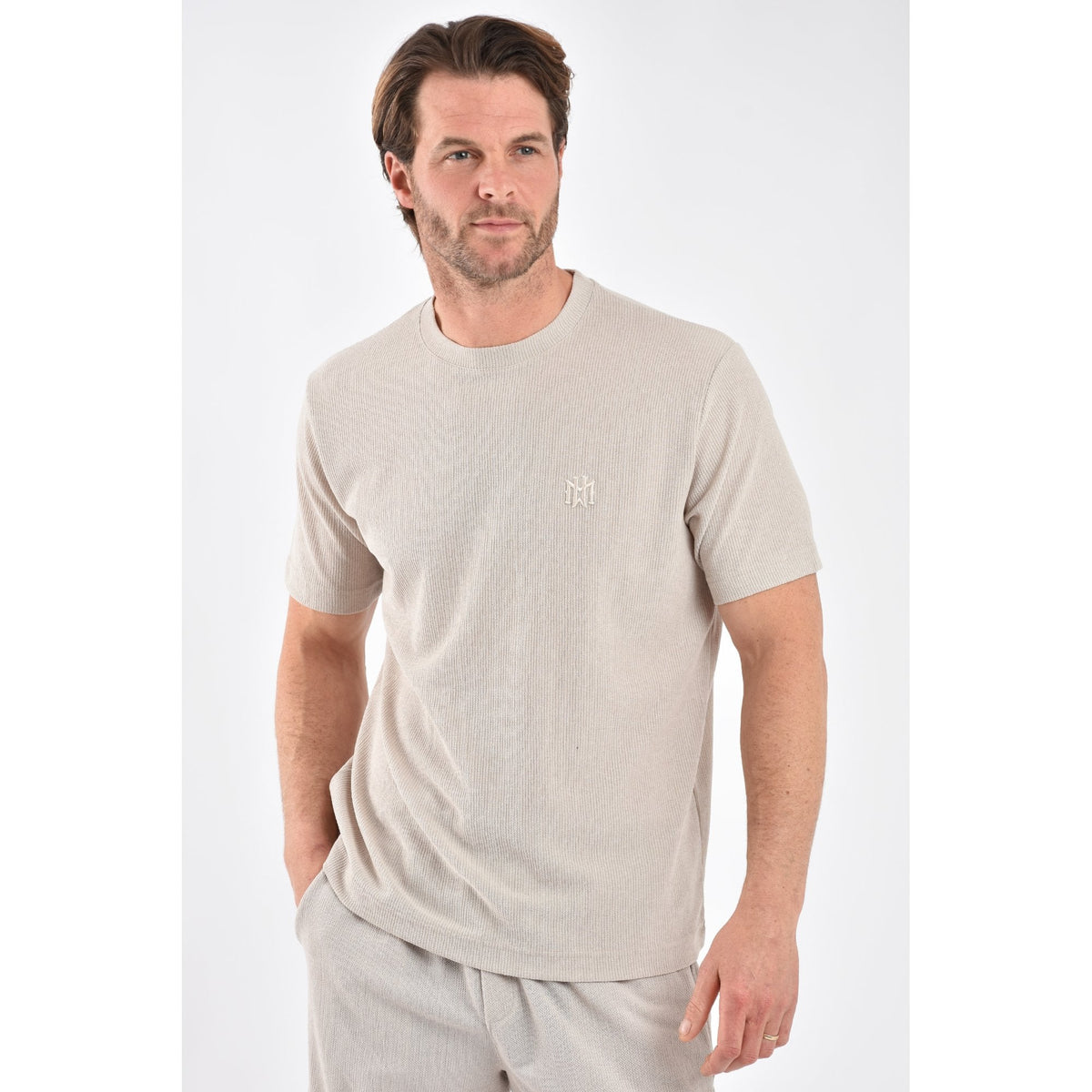 Marrakech | 2727 Logo Lightweight Breathable Fabric Half Sleeve T-Shirt - Beige